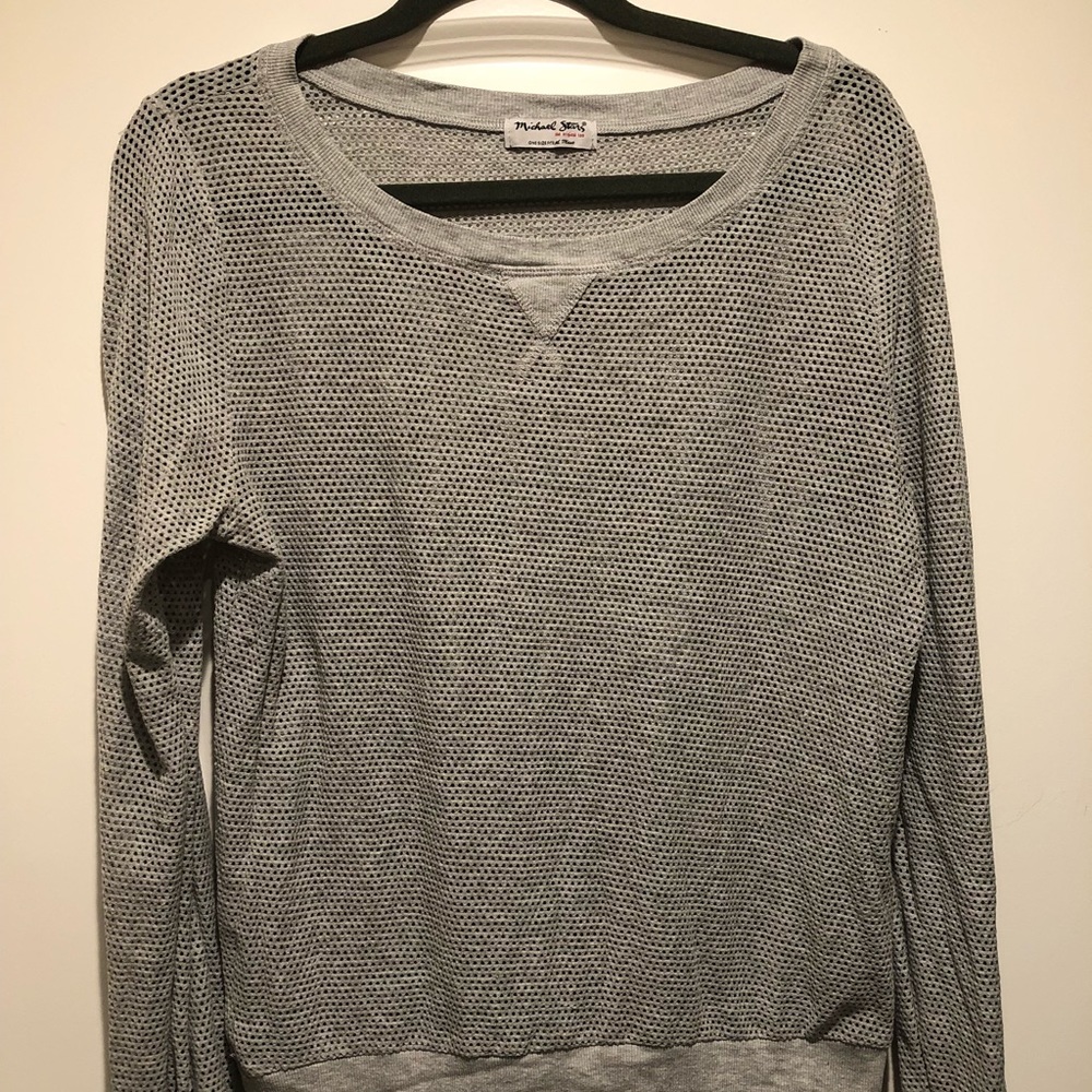 Michael stars mesh sweater long sleeve top OS
